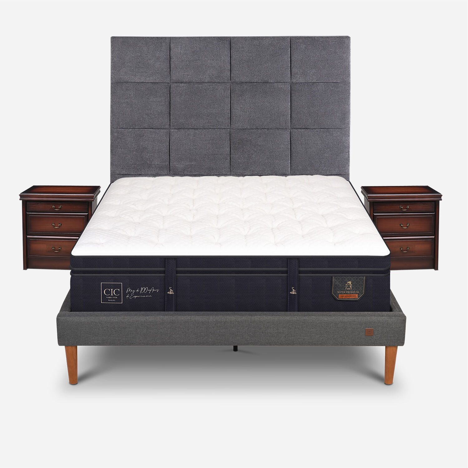 Cama Europea Curve 2 Plazas Super Premium + Set T&aacute;mesis