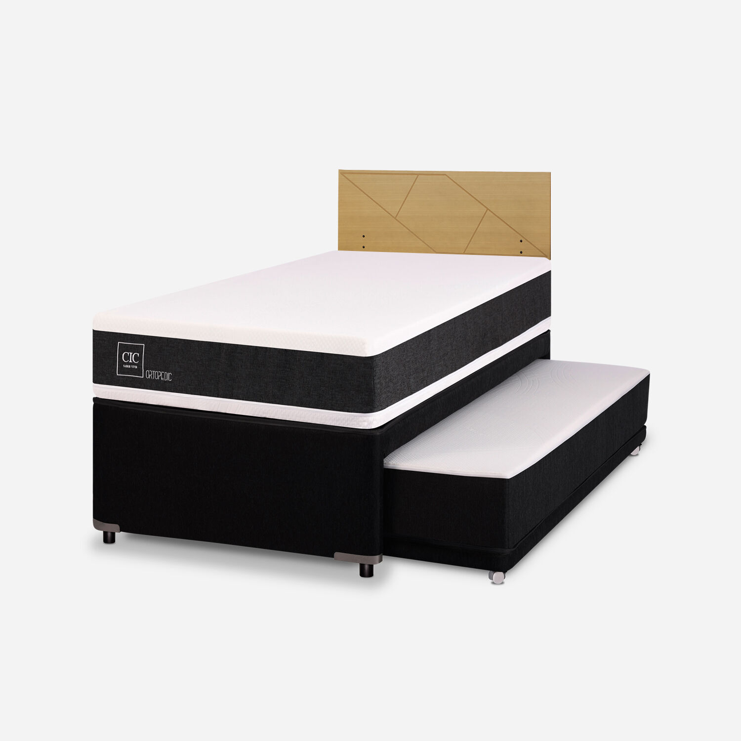 Cama Nido Div&aacute;n Ortopedic + Respaldo Villarrica Mostaza