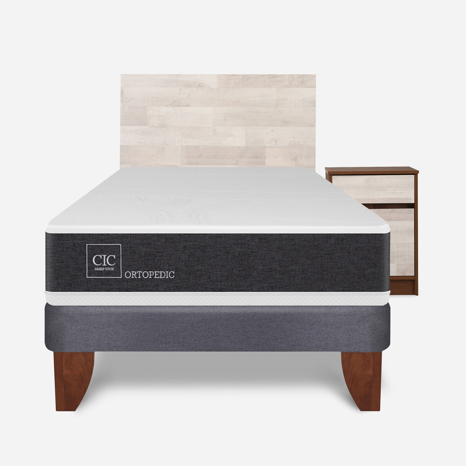 Cama Europea 1,5 Plazas Ortopedic + Set Legno