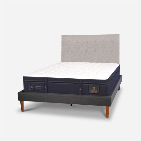 Cama Europea Curve 2 Plazas Super Premium + Respaldo Tigris