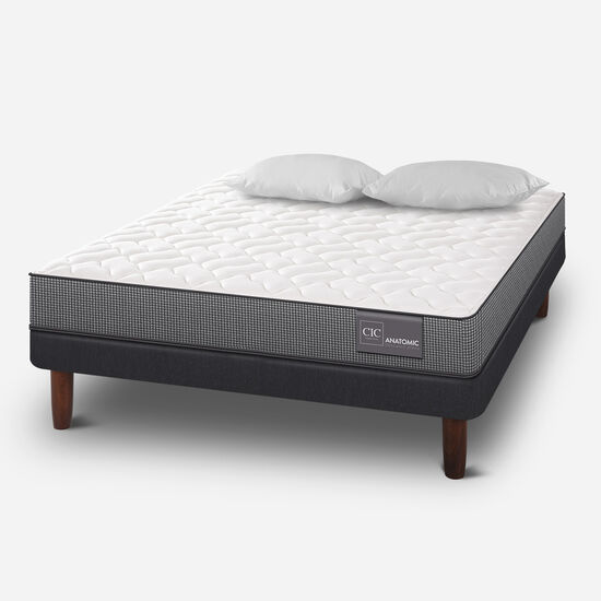 Cama Europea 2 Plazas Anatomic Base Normal + Almohadas