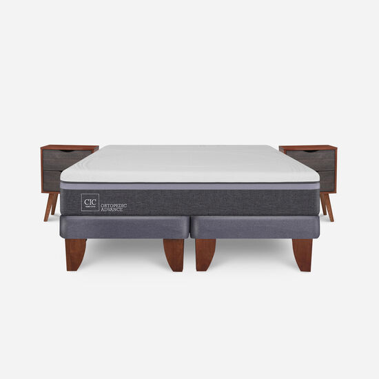 Cama Europea 2 Plazas Base Dividida Ortopedic Advance + Veladores Níger