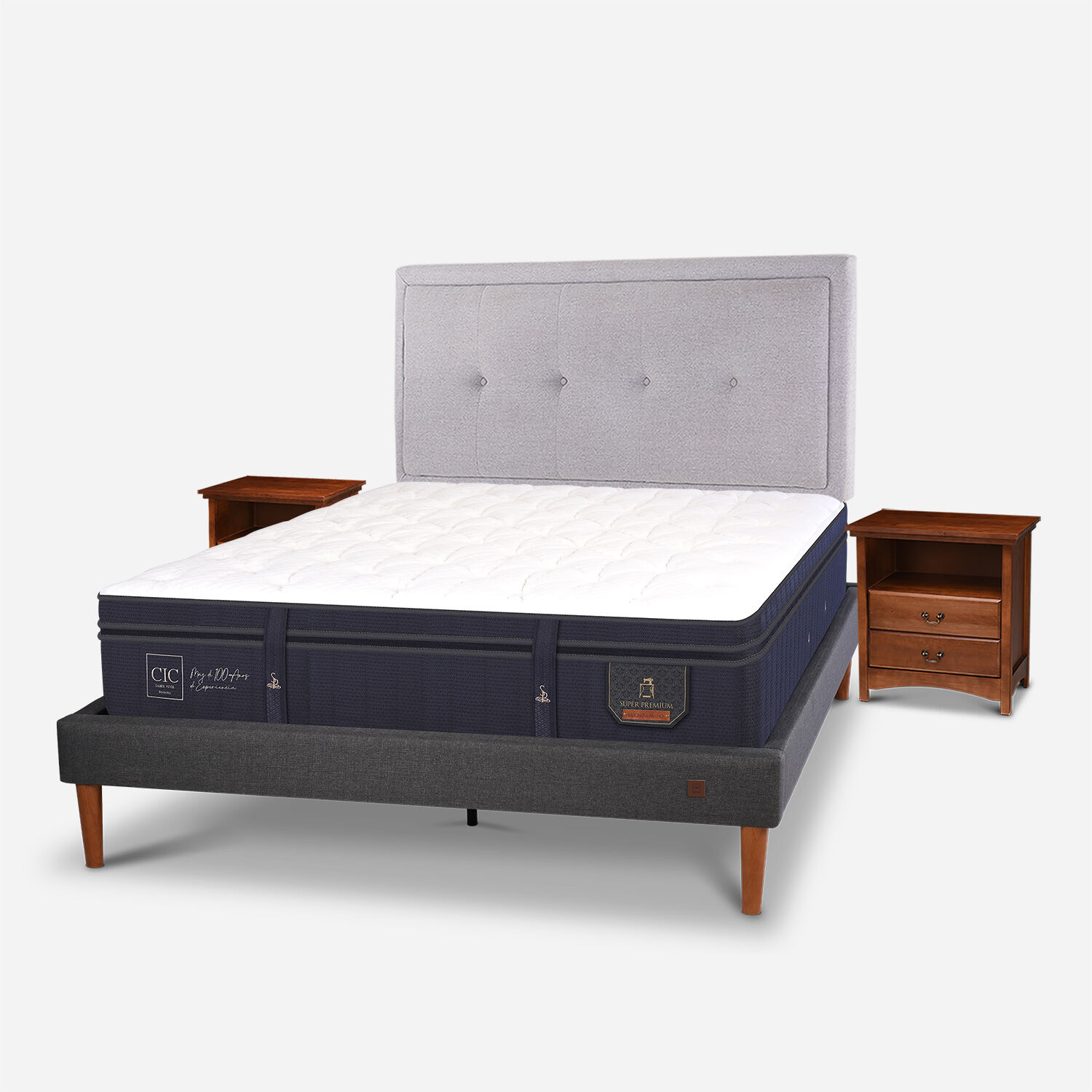 Cama Europea Curve 2 Plazas Super Premium + Set Ganges
