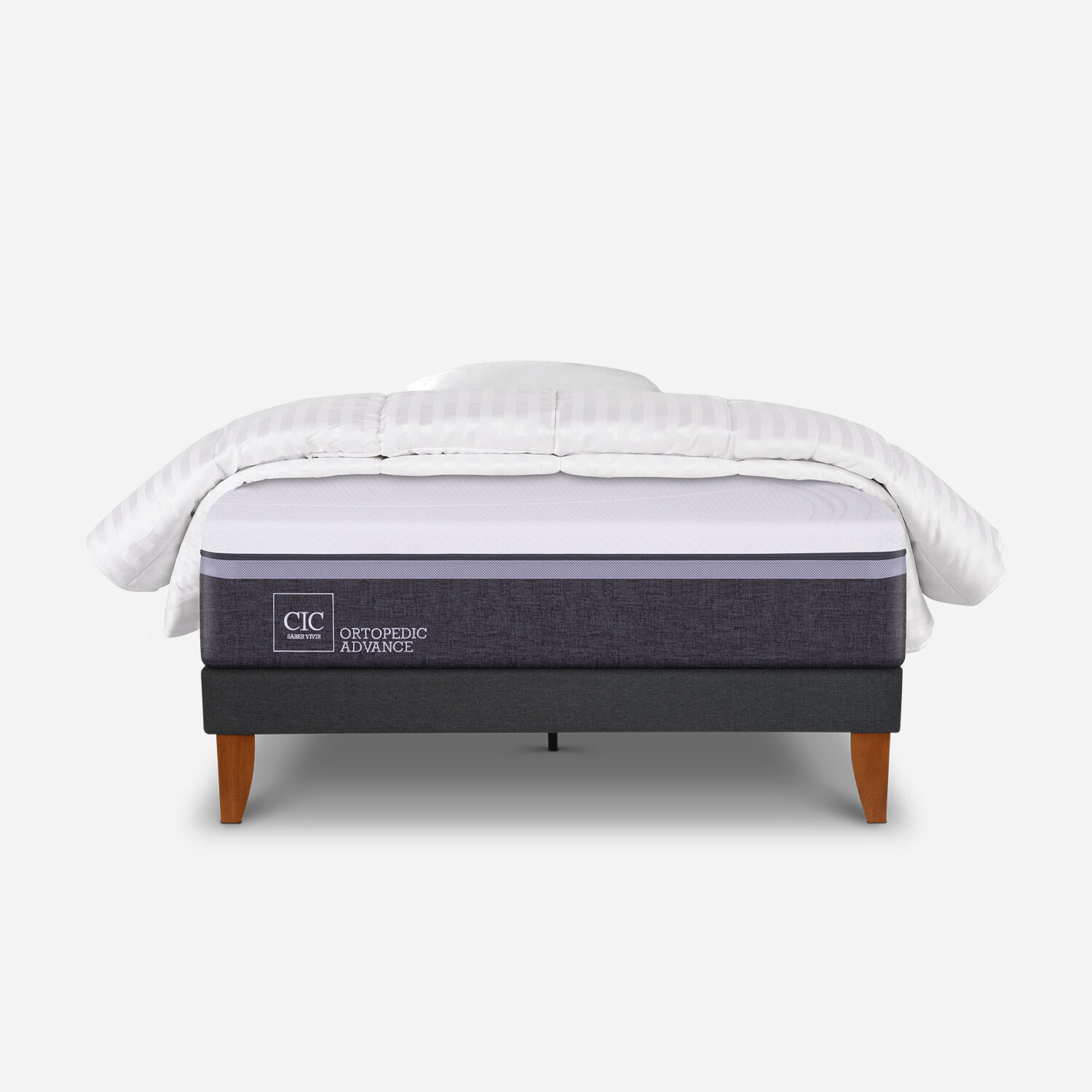 Cama Europea Curve 1,5 Plazas Ortopedic Advance + Almohada + Plum&oacute;n