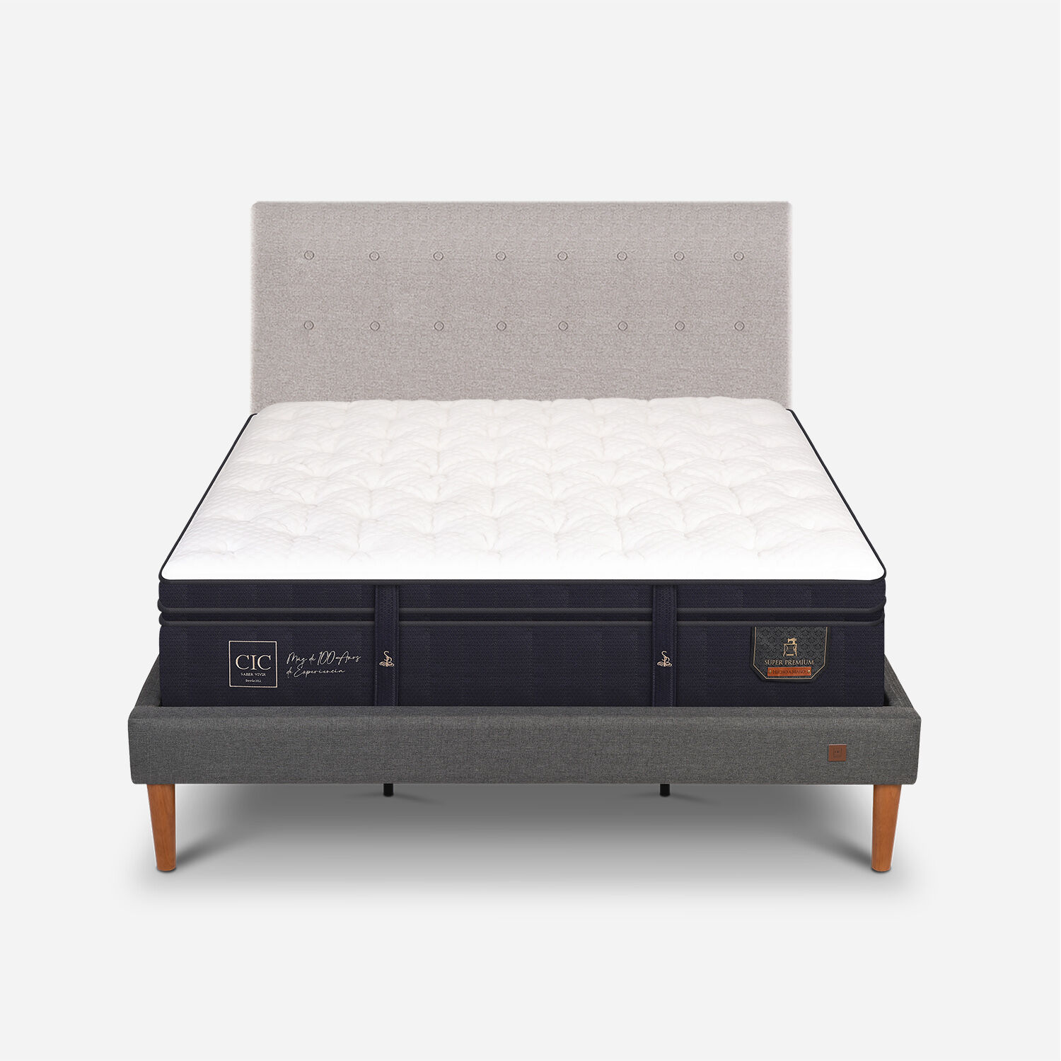 Cama Europea Curve King Super Premium + Respaldo Tigris