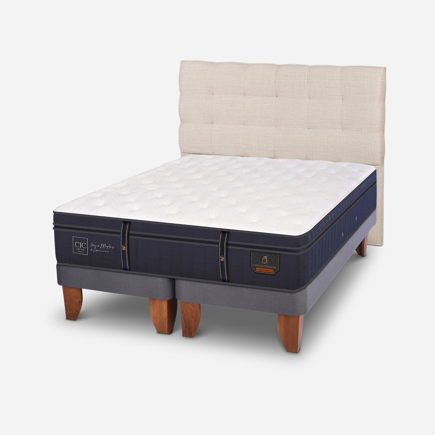 Cama Europea King Grand Premium + Respaldo Ebro