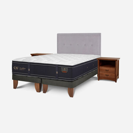 Cama Europea 2 Plazas Grand Premium Base Dividida + Set Ganges