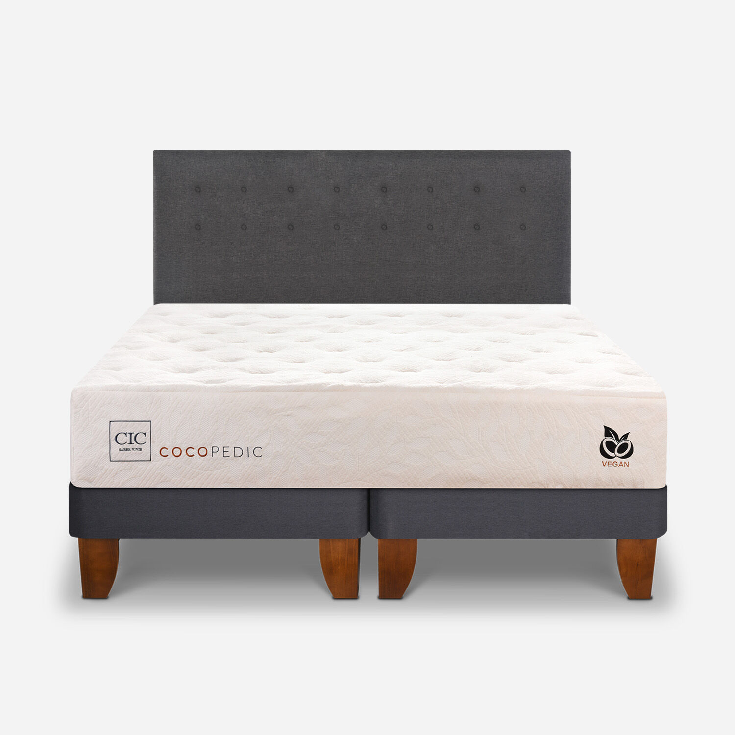 Cama Europea King Cocopedic + Respaldo &Eacute;ufrates
