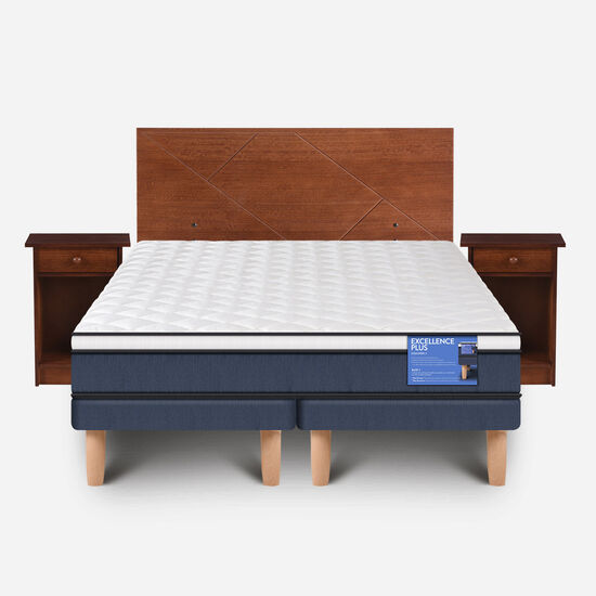 Cama Europea 2 Plazas Excellence Plus Base Dividida + Set Villarrica