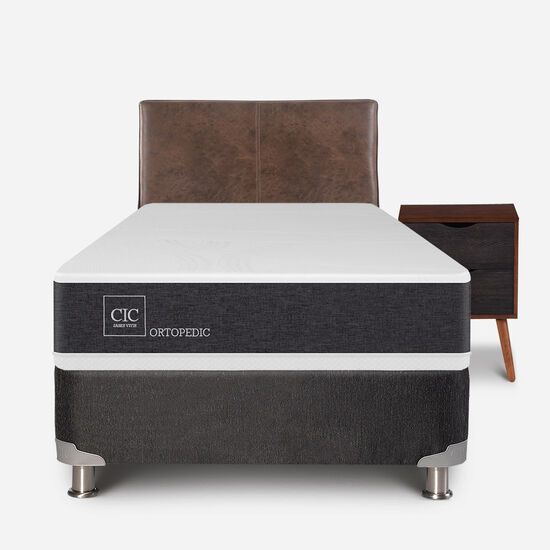 Box Spring 1.5 Plazas Ortopedic 5 Zonas + Set Baker