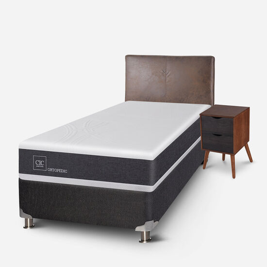 Box Spring 1.5 Plazas Ortopedic 5 Zonas + Set Baker