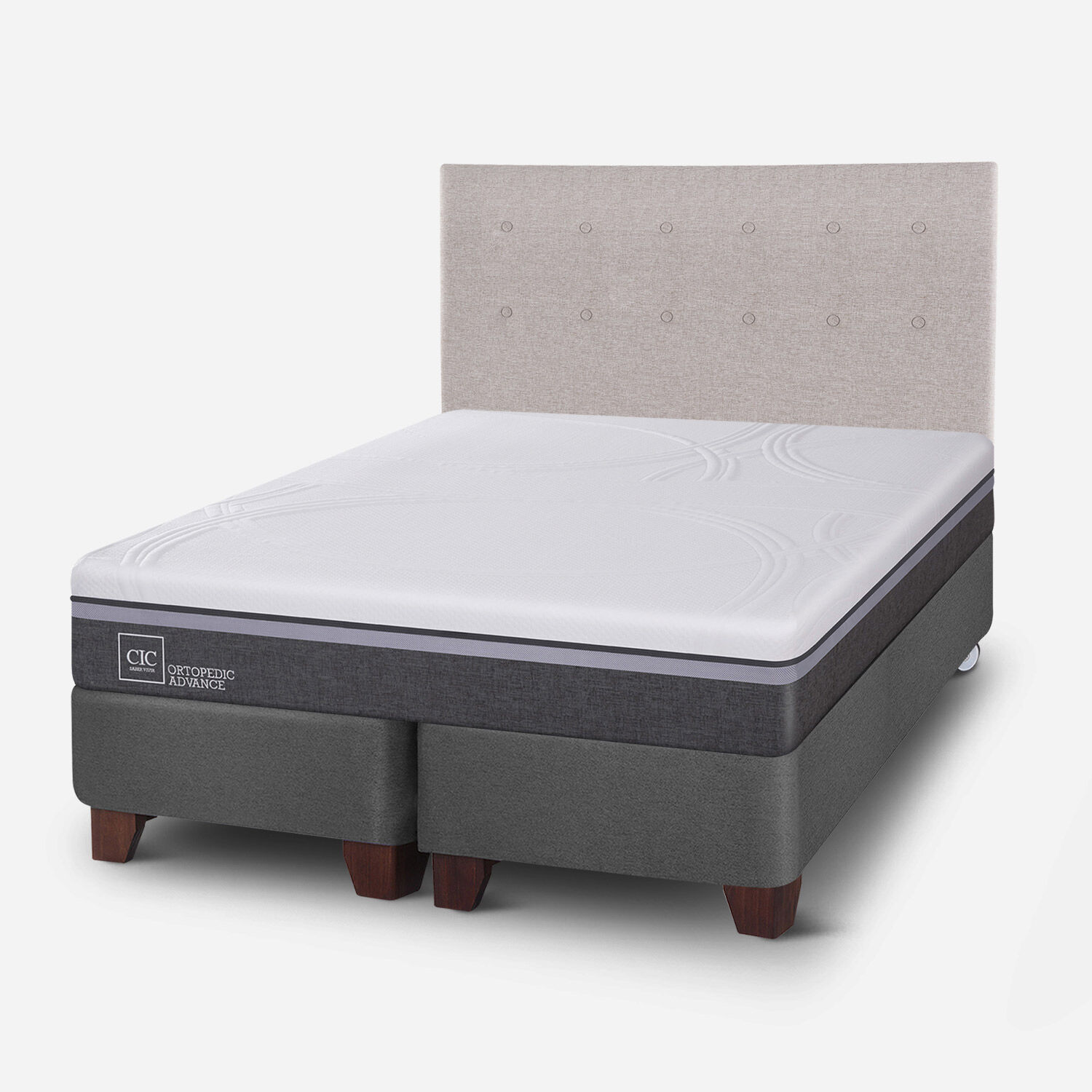 Box Spring 2 Plazas Ortopedic Base Dividida + Respaldo Tigris