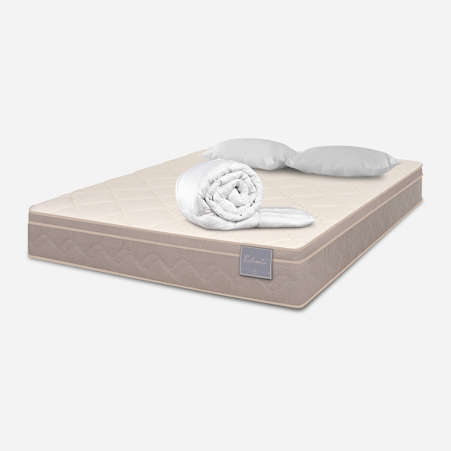 Colchón 2 Plazas Rilassati 150x200 + Almohadas Viscoelásticas + Plumón