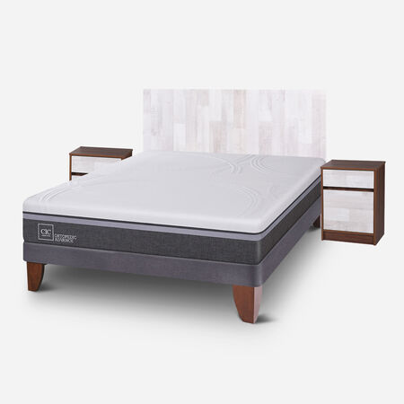 Cama Europea 2 Plazas Ortopedic Advance Base Normal + Set Legno