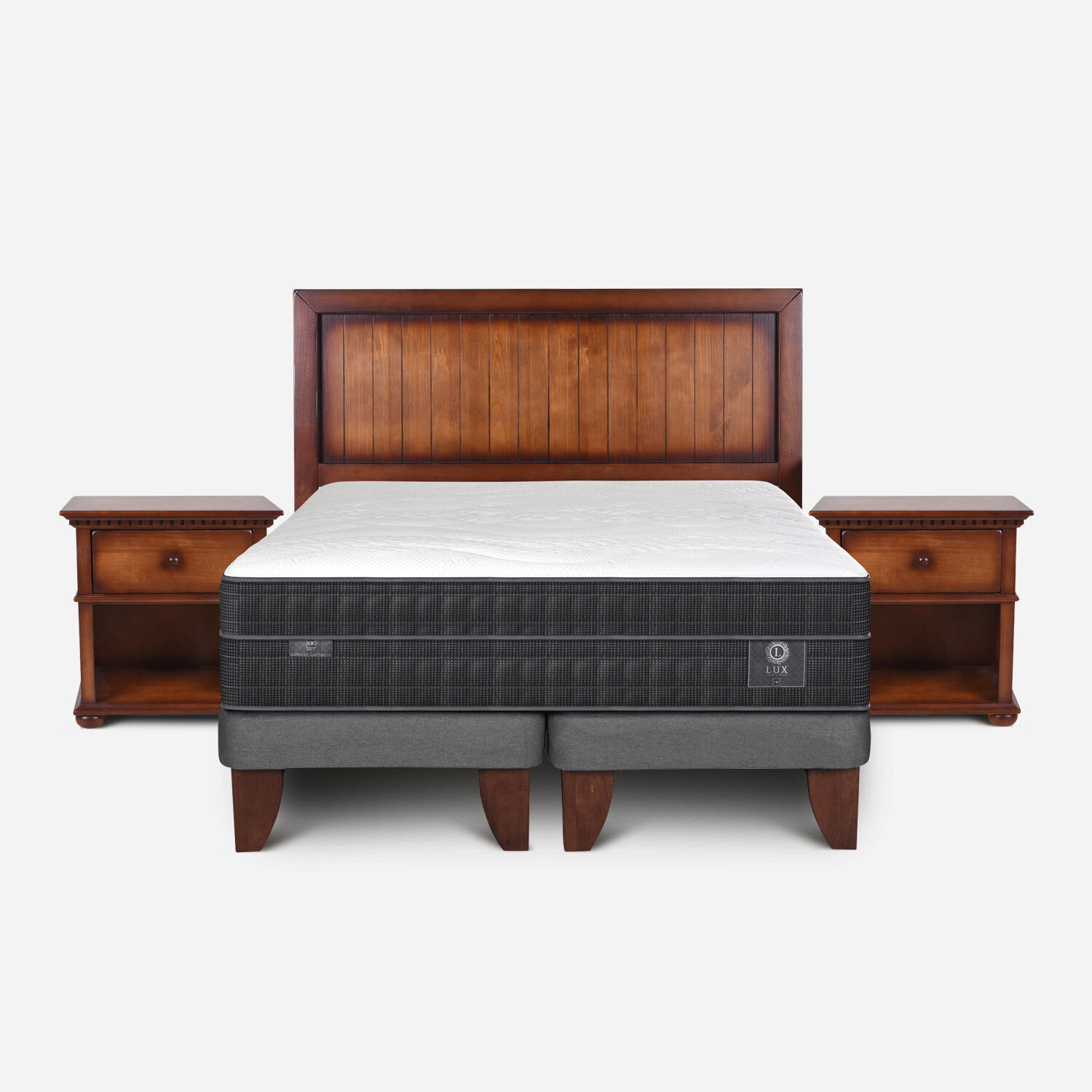 Cama Europea 2 Plazas Lux Base Dividida + Set Monterrey