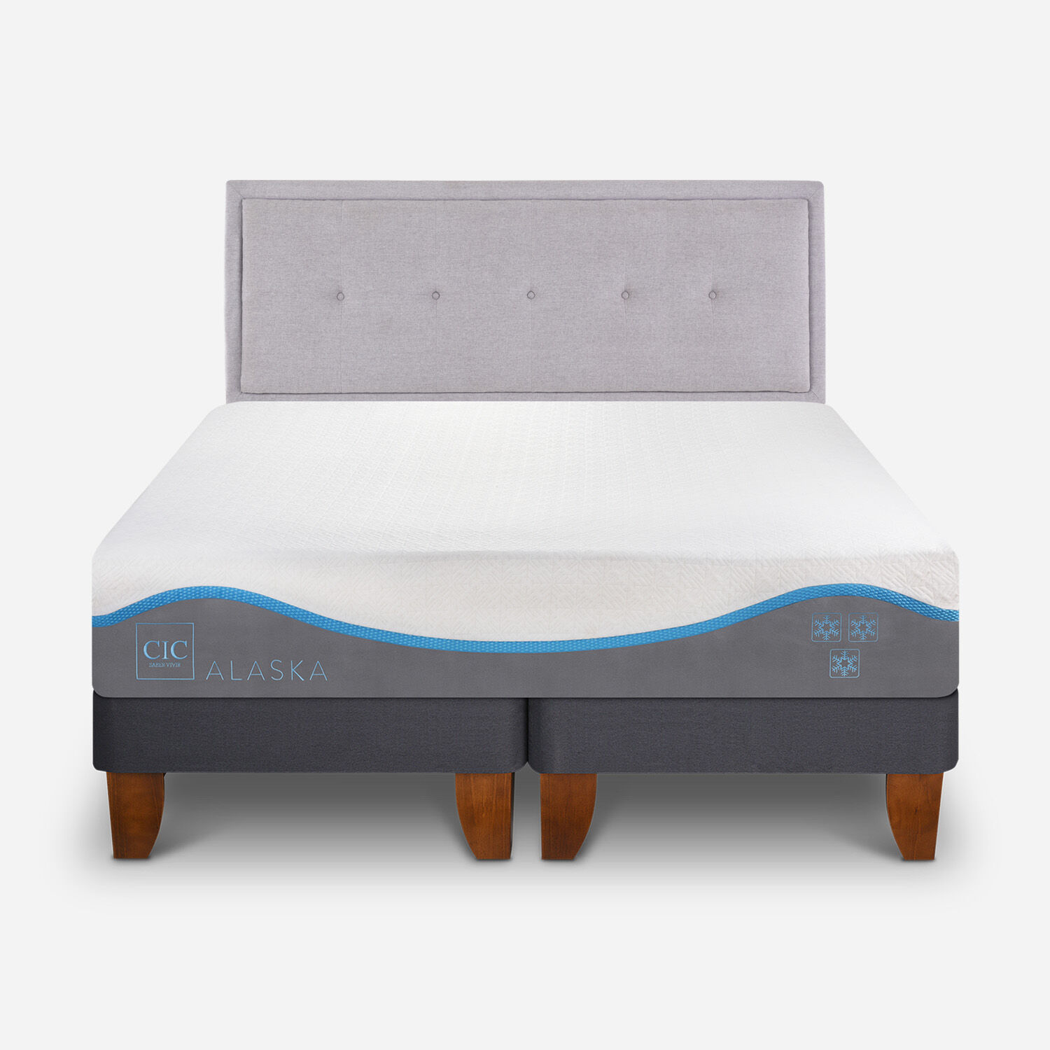 Cama Europea King Alaska + Respaldo Ganges