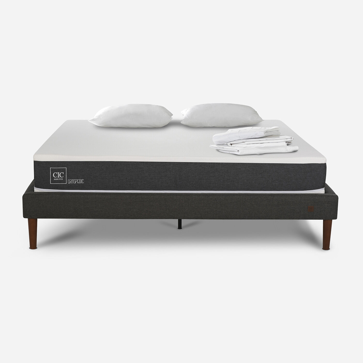 Cama Europea Curve 2 Plazas Ortopedic + Almohadas + Sabanas