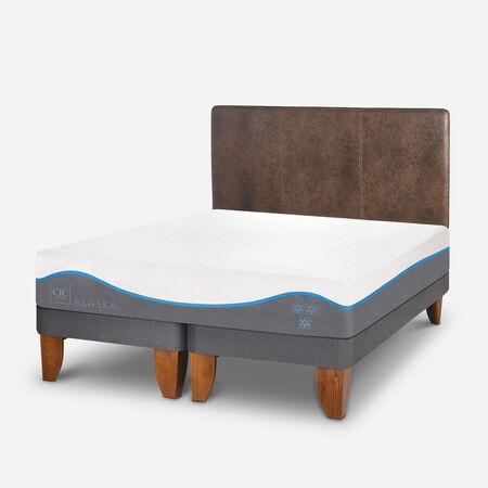 Cama Europea 2 Plazas Alaska Base Dividida + Respaldo Baker