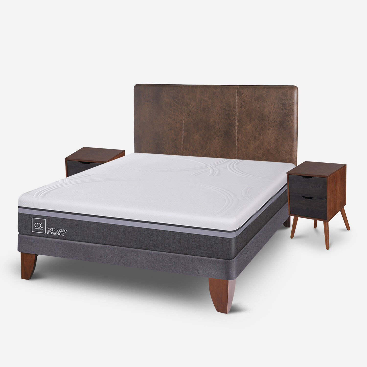 Cama Europea 2 Plazas Ortopedic Advance Base Normal + Set Baker