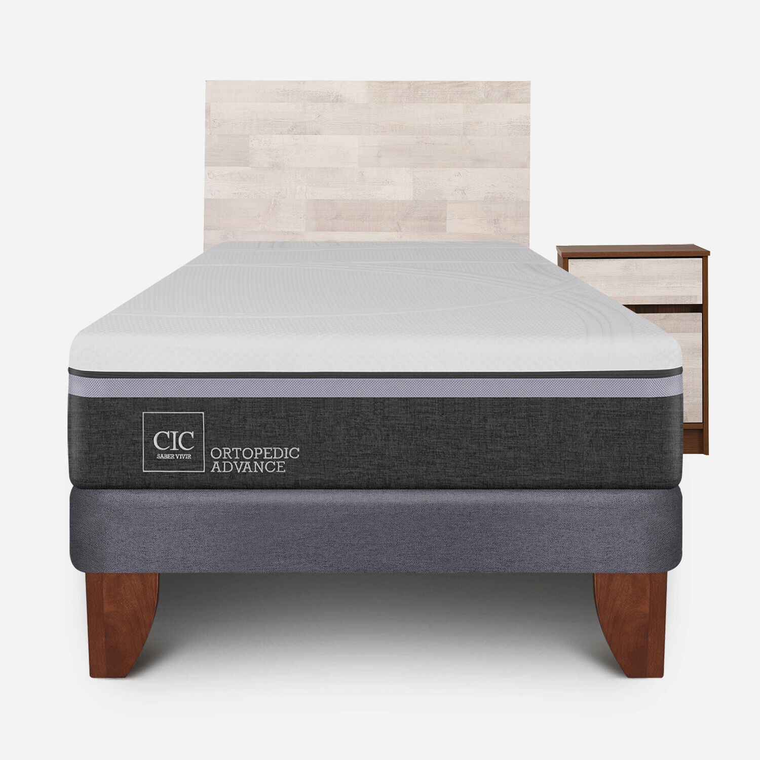 Cama Europea 1,5 Plazas Ortopedic Advance + Set Legno