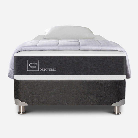 Box Spring 1.5 Plazas Ortopedic 5 Zonas + Almohada + Plumón