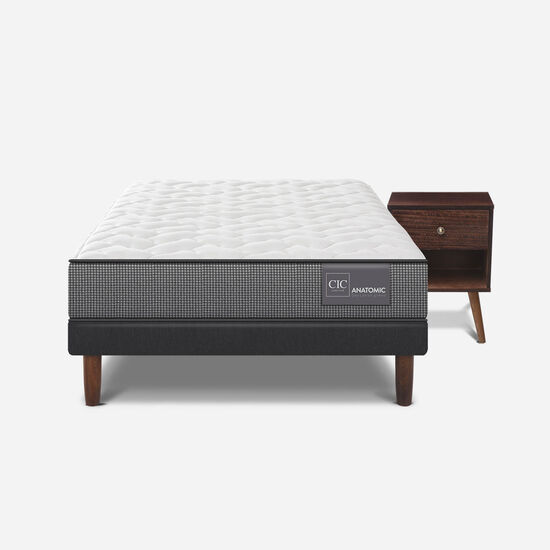 Cama Europea 1.5 Plazas Anatomic + Velador New Múnich