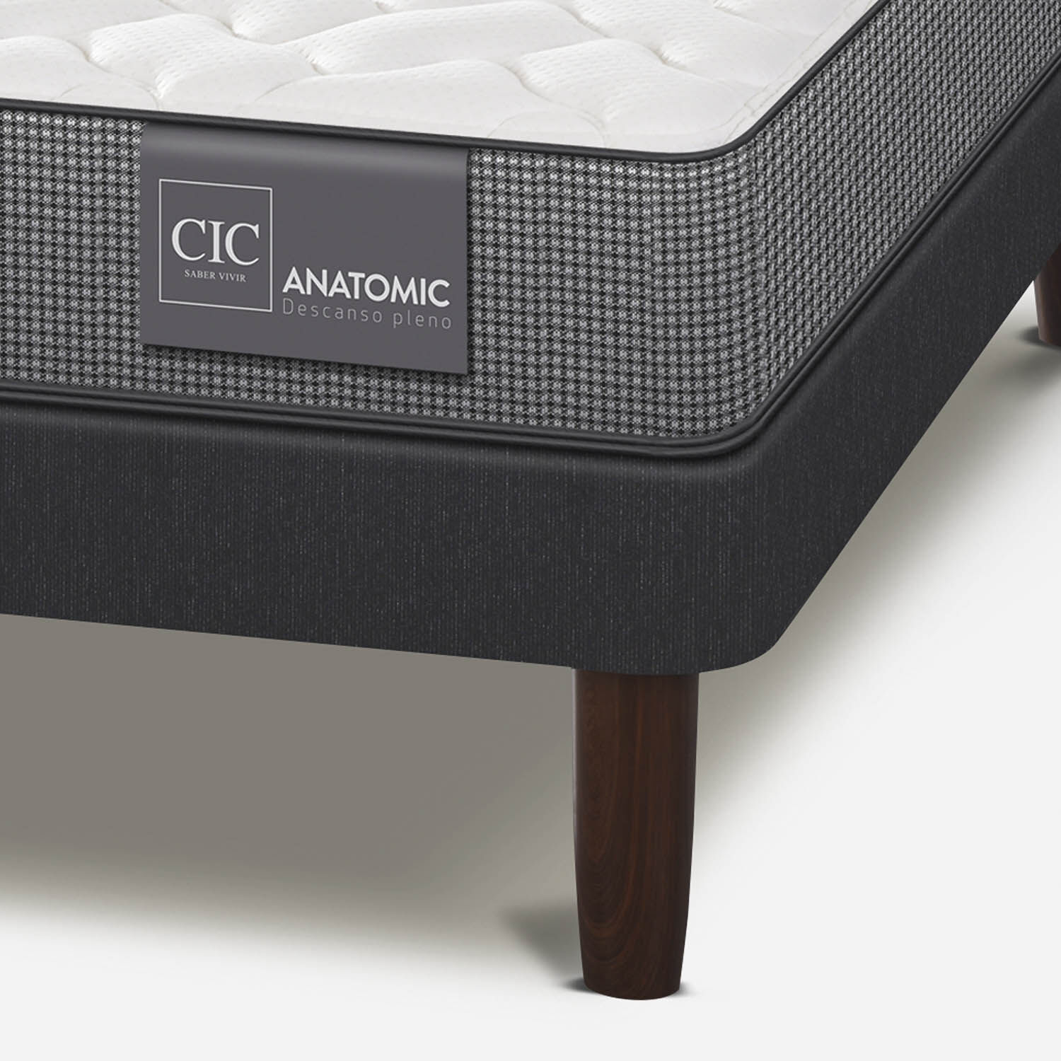 Cama Europea 2 Plazas Base Dividida Anatomic + Veladores Dublín Caramel