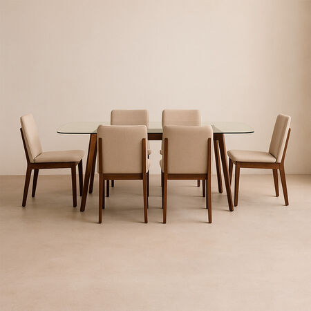 Comedor de Vidrio 6 Sillas Denver 180 Cm