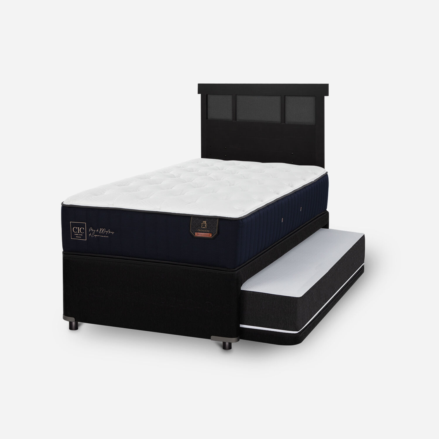 Cama Nido Div&aacute;n Premium + Respaldo Dubl&iacute;n Negro