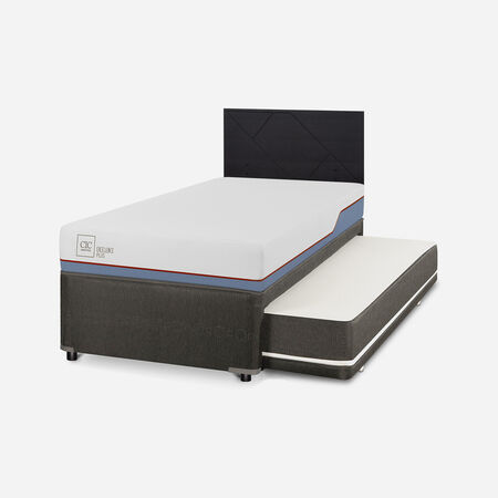 Cama Nido Diván Excellence Plus + Respaldo Villarrica Negro
