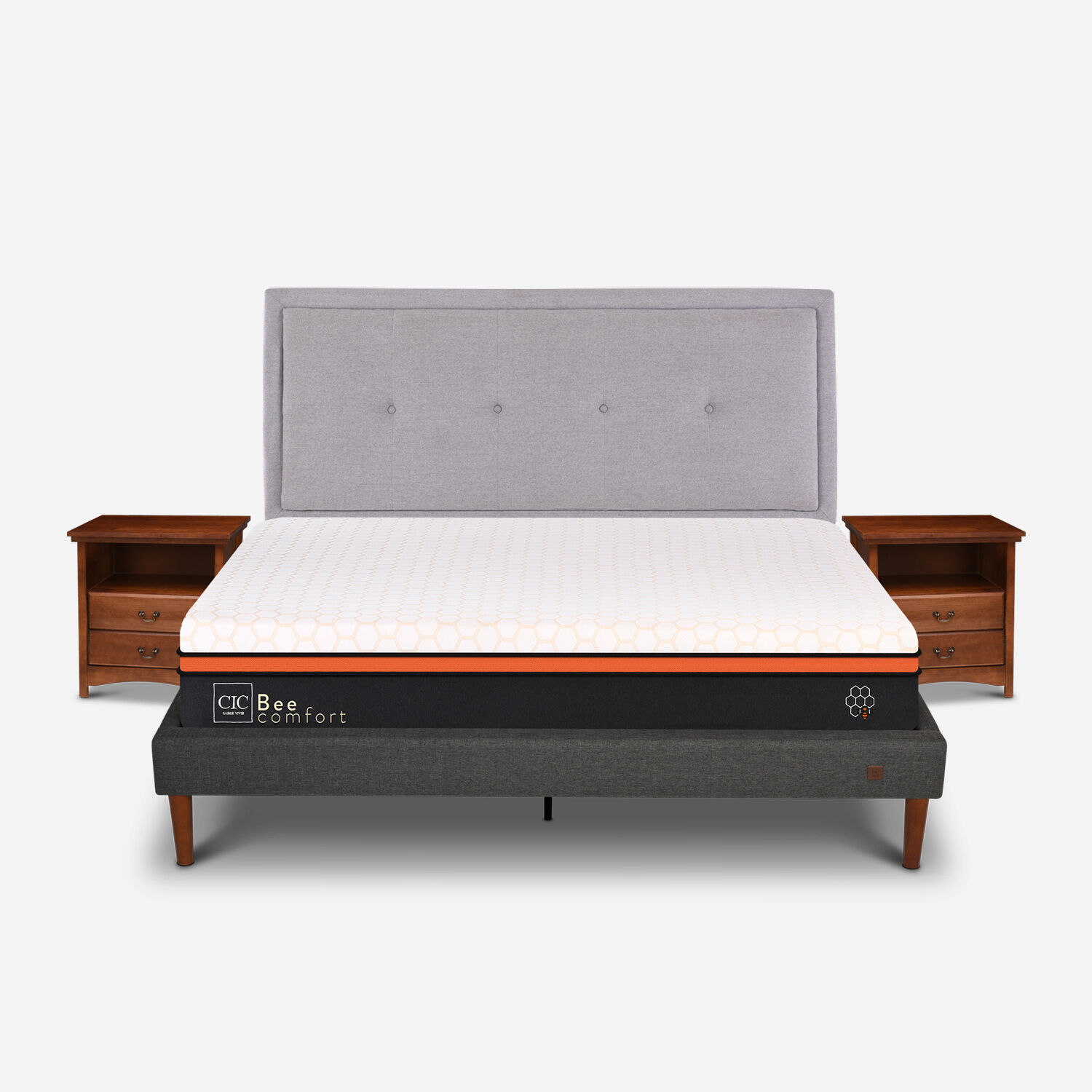 Cama Europea Curve 2 Plazas Bee Comfort + Set Ganges