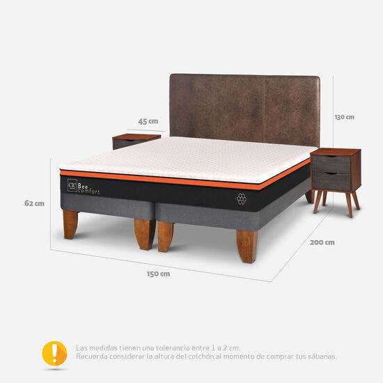 Cama Europea 2 Plazas Bee Comfort + Set Baker