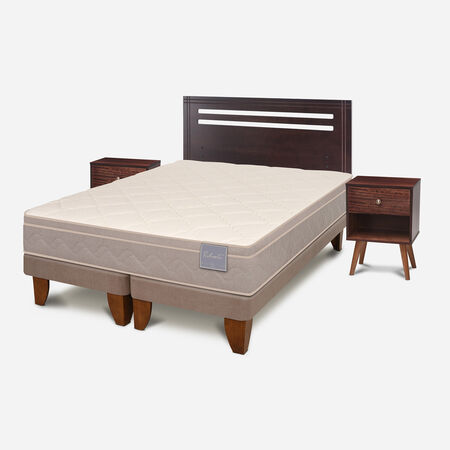 Cama Europea 2 Plazas Rilassati Base Dividida + Set M&uacute;nich Chocolate