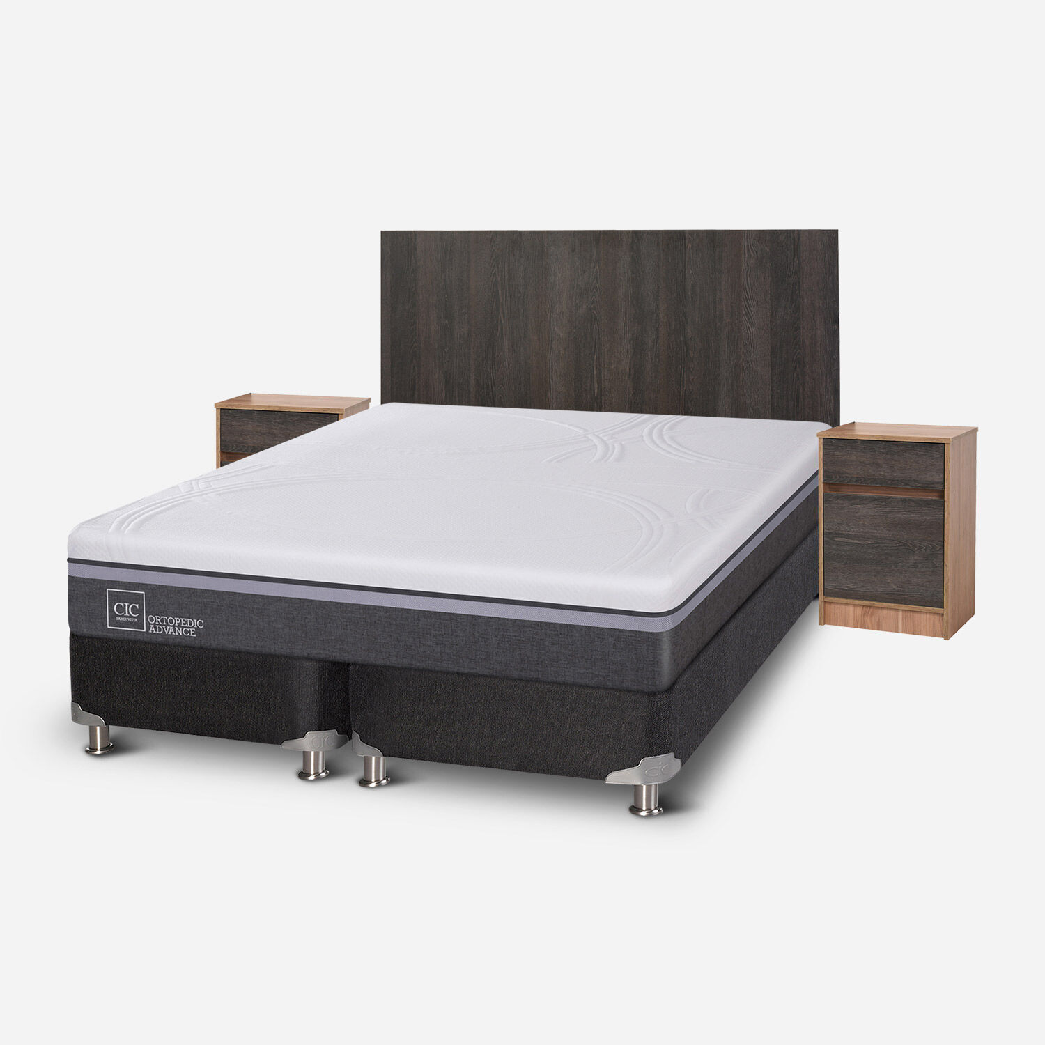 Box Spring 2 Plazas Ortopedic Advance Base Dividida 5 Zonas + Set