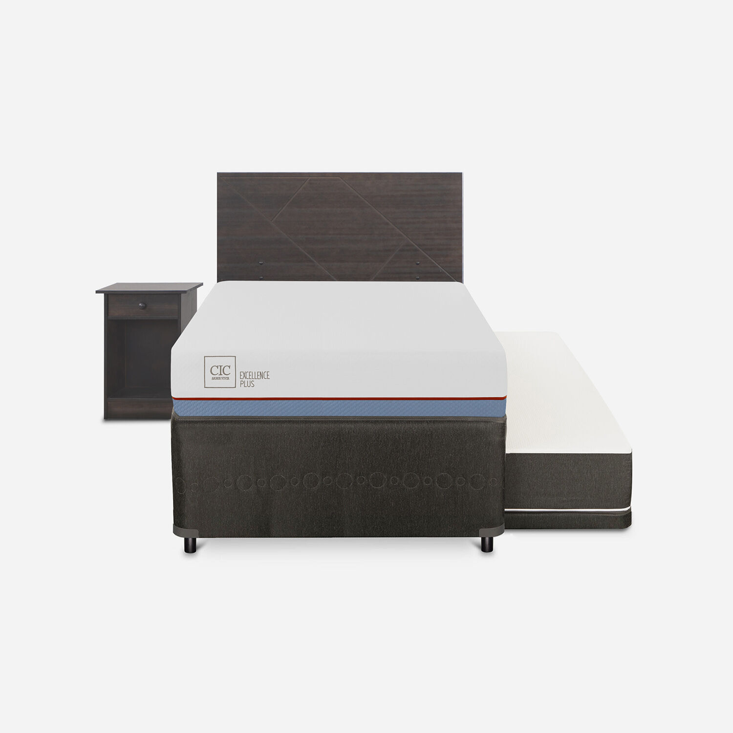 Cama Nido Diván Excellence Plus + Set Villarrica Gris