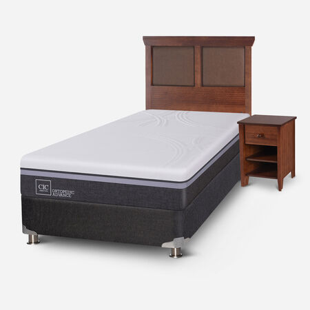 Box Spring 1,5 Plazas Ortopedic Advance 5 Zonas + Set Torino Caramel