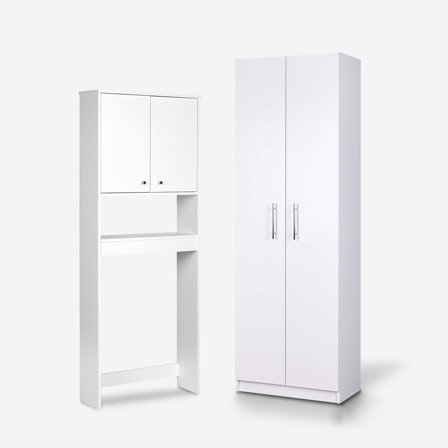 Set de Ba&ntilde;o Estante 2 Puertas 1 Repisa + Organizador Blanco