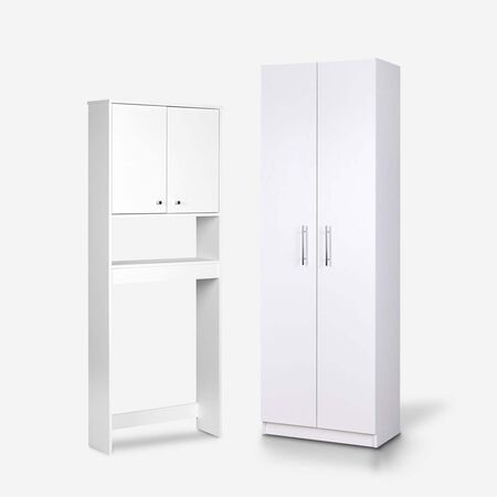 Set de Ba&ntilde;o Estante 2 Puertas 1 Repisa + Organizador Blanco