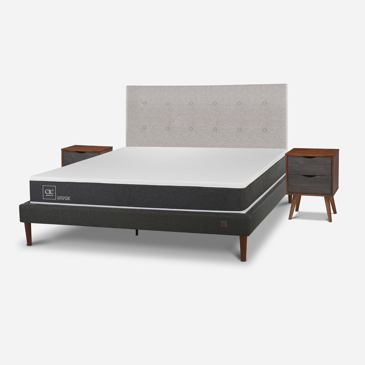 Cama Europea Curve 2 Plazas Ortopedic + Set Tigris