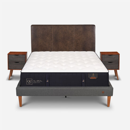 Cama Europea Curve 2 Plazas Premium + Set Baker