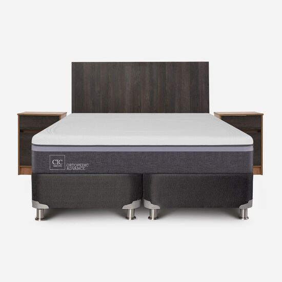 Box Spring 2 Plazas Ortopedic Advance Base Dividida 5 Zonas + Set Espresso