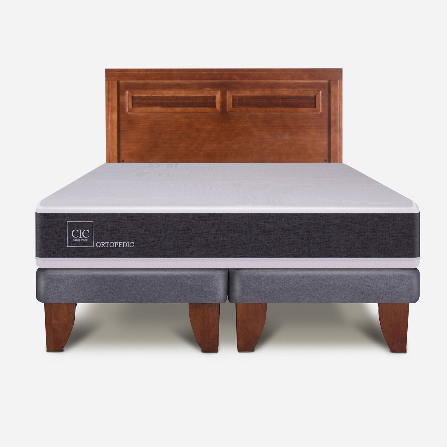 Cama Europea King Ortopedic + Respaldo Mil&aacute;n Caramel