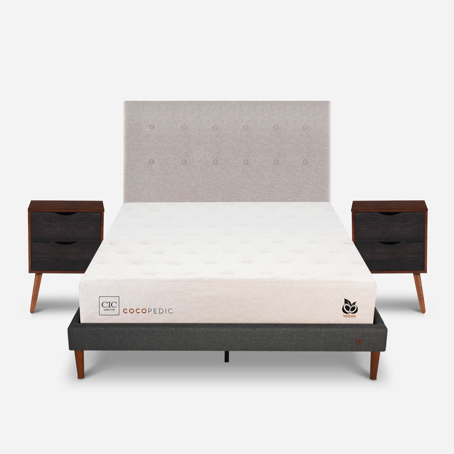 Cama Europea Curve 2 Plazas Cocopedic + Set Tigris