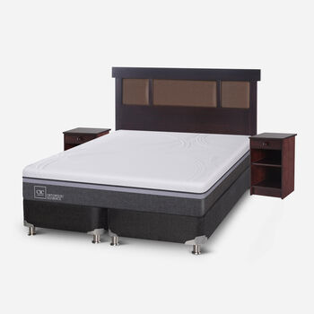 Box Spring 2 Plazas Ortopedic Advance Base Dividida 5 Zonas + Set Dublín Chocolate