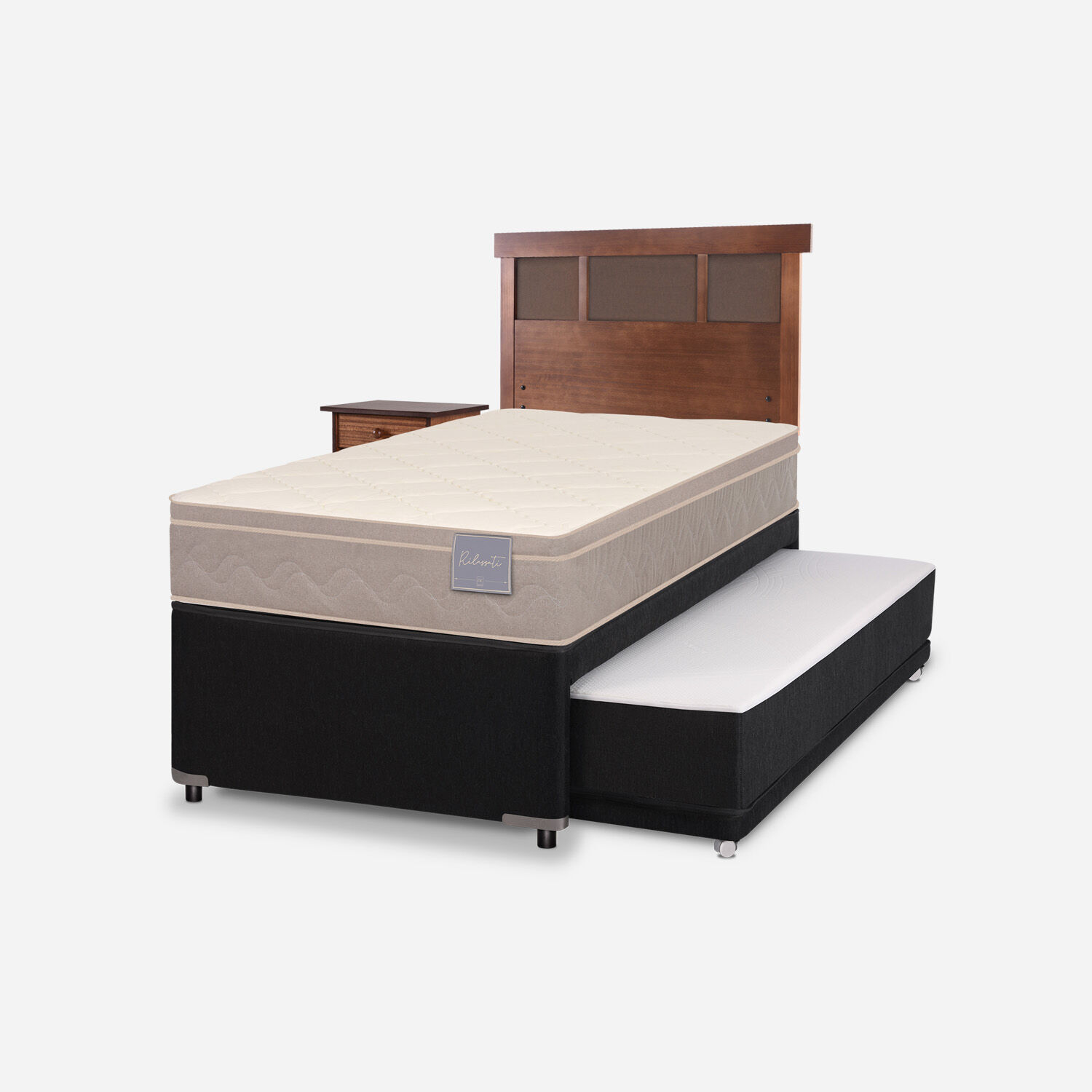 Cama Nido Div&aacute;n Rilassati + Set Dubl&iacute;n Caramel