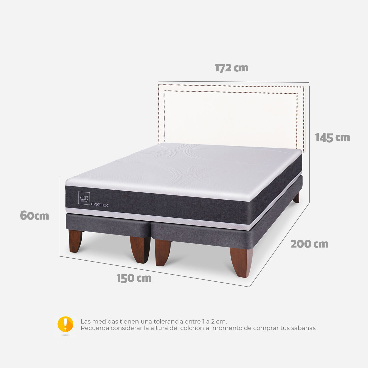 Cama Europea 2 Plazas Ortopedic Base Dividida + Respaldo Danubio