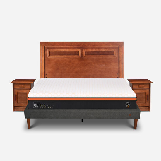 Cama Europea Curve 2 Plazas Bee Comfort + Set Milán