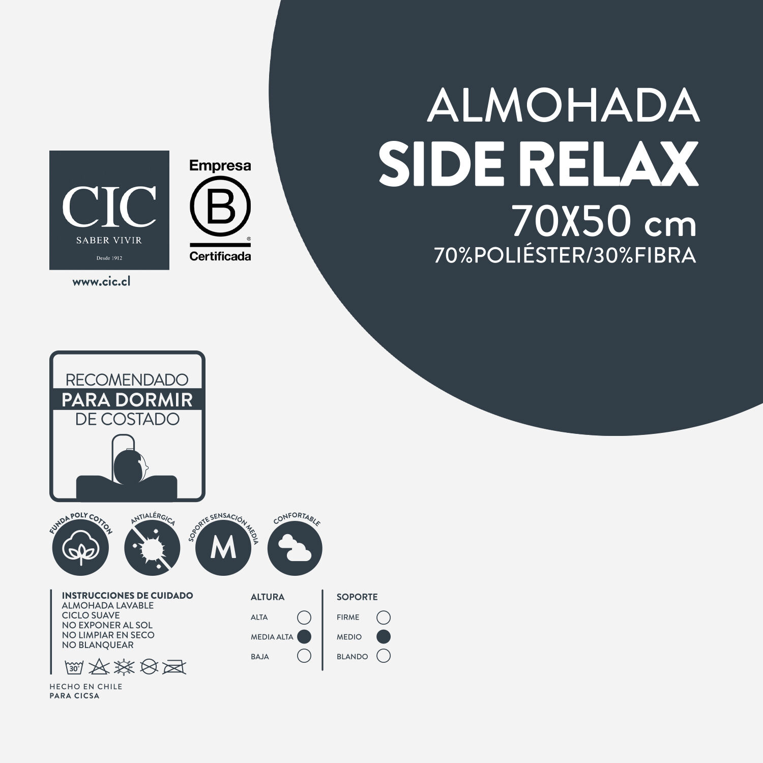 Almohada Fibra Side Relax