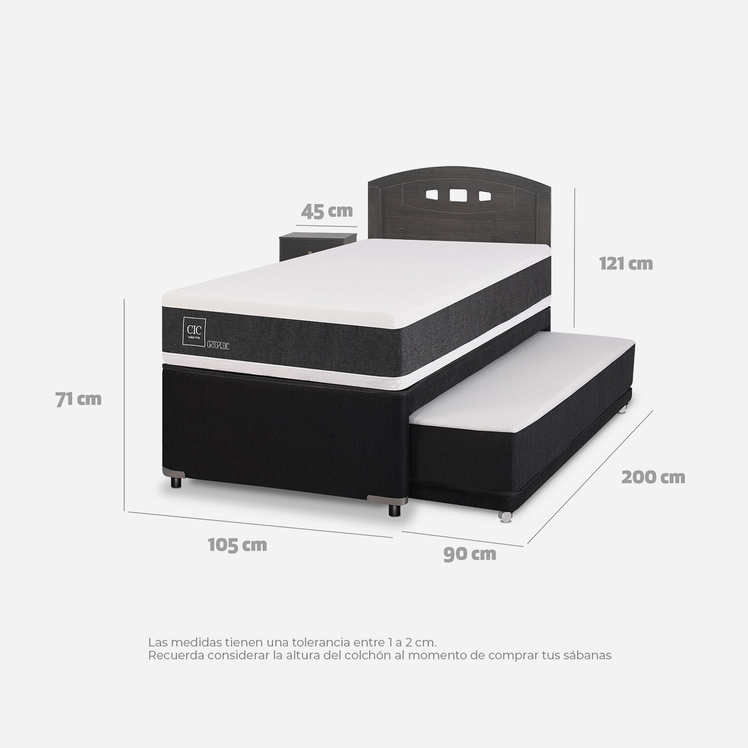 Cama Nido Diván Ortopedic Set Gales Gris