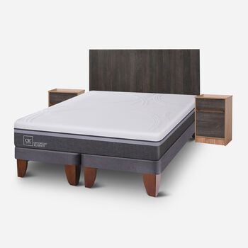 Cama Europea 2 Plazas Ortopedic Advance Base Dividida + Set Espresso